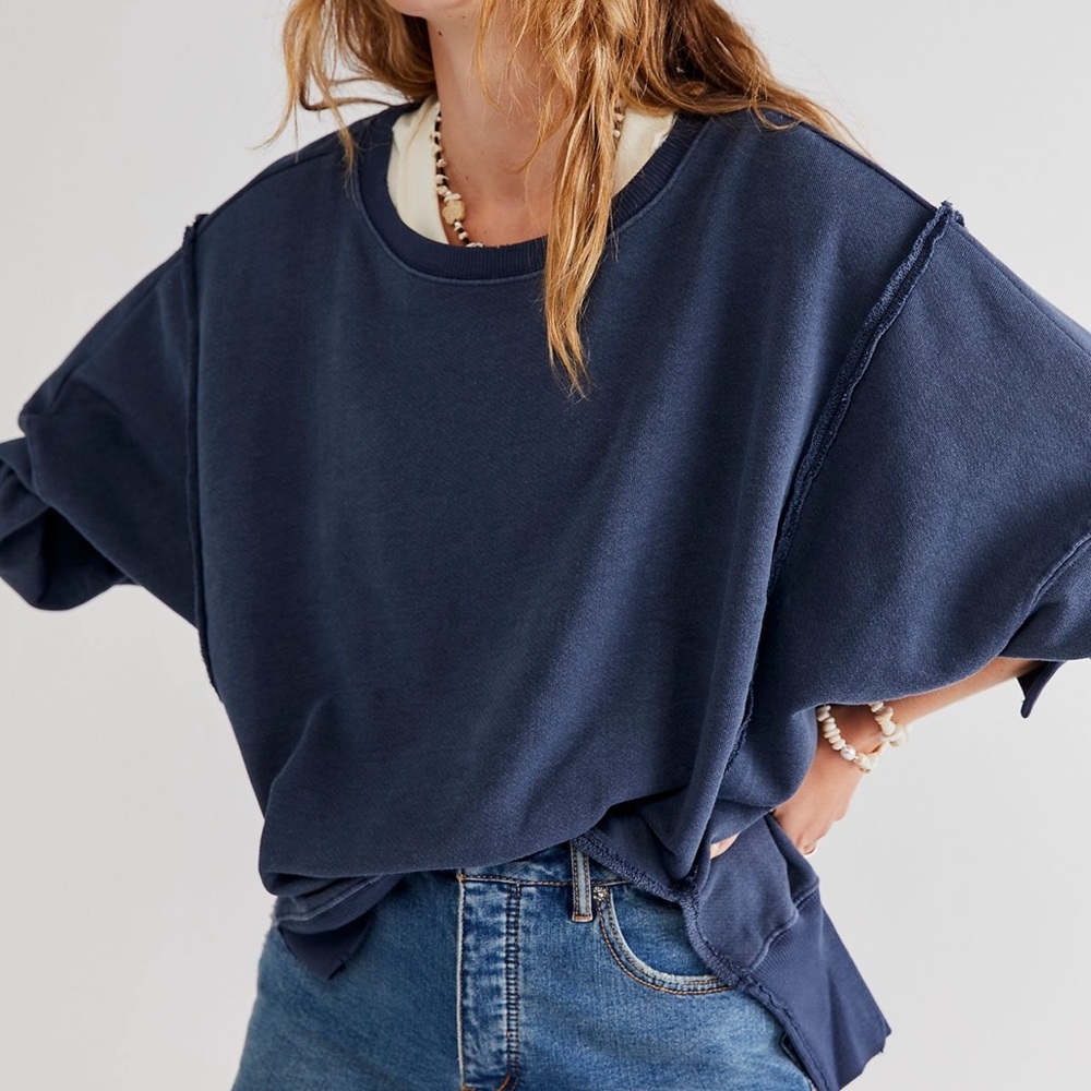 Free People We The Free Camden Sweatshirt Medium Navy